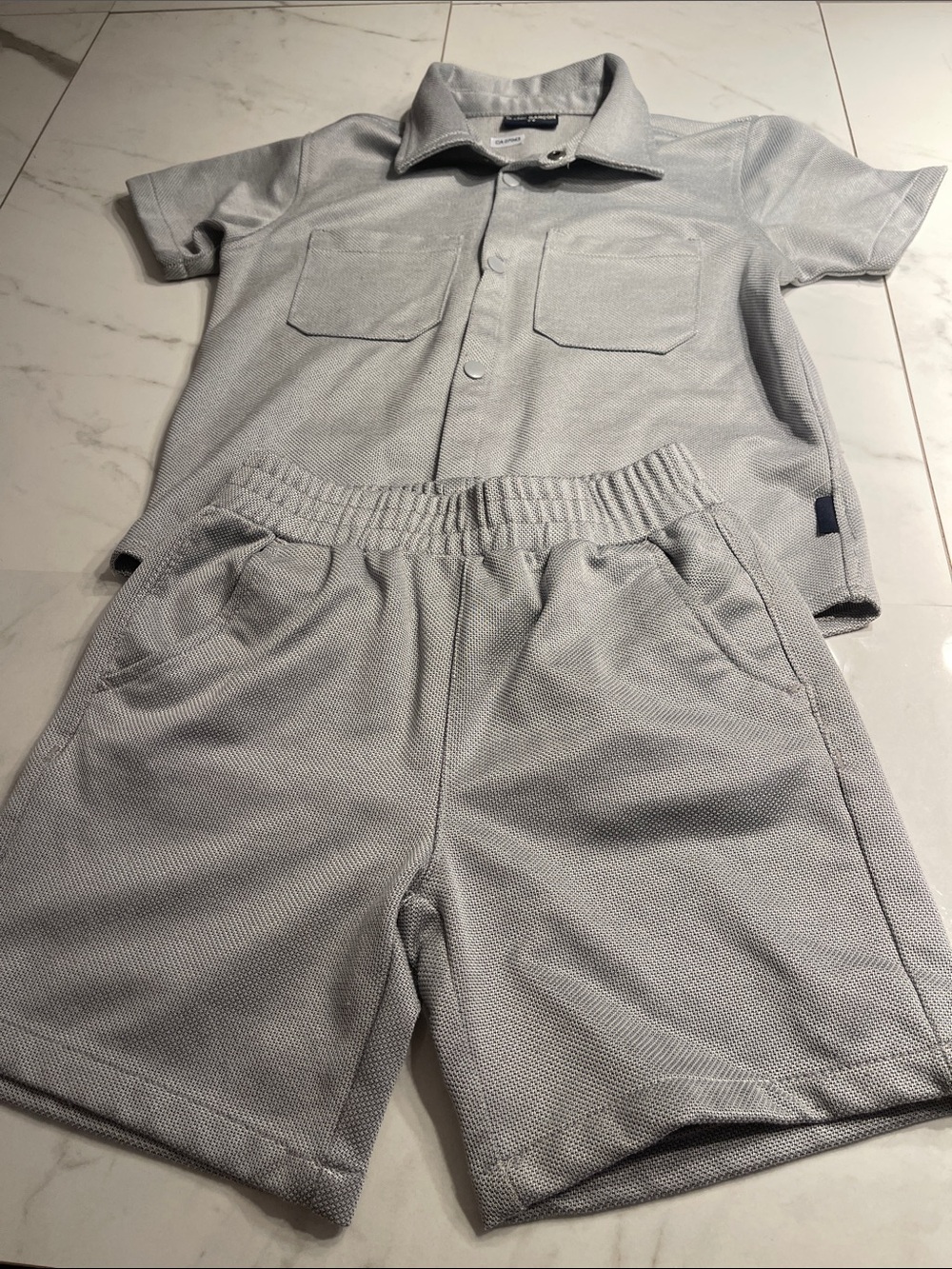 Light Gray Kids Short-Sleeve Pajama Set by